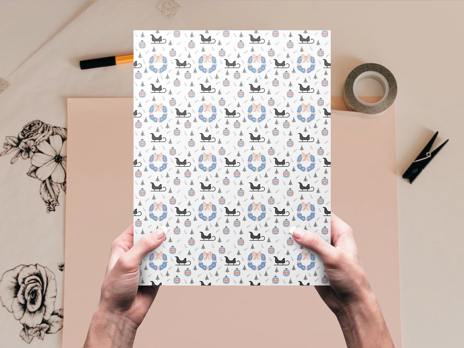 Printable Dollhouse Wallpaper Christmas Collection Santa - Etsy