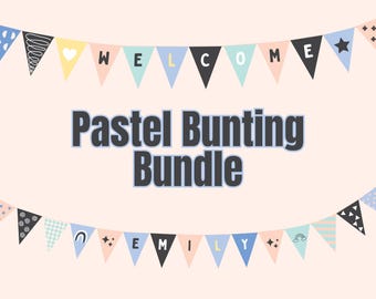 Printable Mini Bunting Bundle • DIY Bunting for Dollhouse • Digital Miniature Garland • 5 different designs!