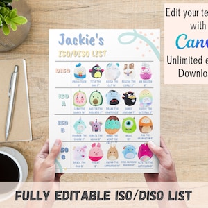 ISO DISO List Template • Customizable In Search Of List • Editable Canva Template • Custom Squishmallow Wish List