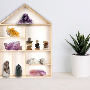 48 Slotted Wooden Rock Display Case Crystal Display Rock Collector Gift  Portable Rock Display Rock Collection Display Gift for Her 