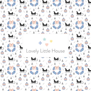 Printable Dollhouse Wallpaper • Christmas Collection - Santa Sleigh & Wreath • Digital Miniature Wallpaper