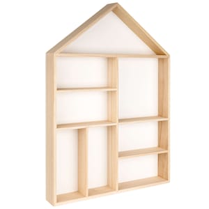 House Shaped Toy Display Shelf • Figure Storage Shelf • kids Room Decor • White Wooden Figure Display Case