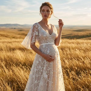 diane von furstenberg grey lace chiffon 'oleada' ruffle silk dress Fortuna – Color:green length gown lending modern Bottom Size:28x30 Modest Bridal Dresses |