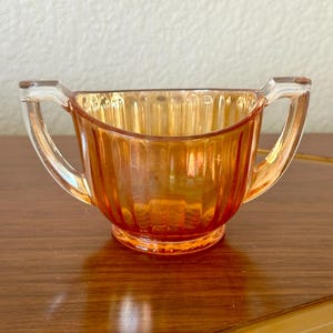 Vintage Imperial Carnival Glass Open Sugar Bowl Handles Lustre Clear Marigold