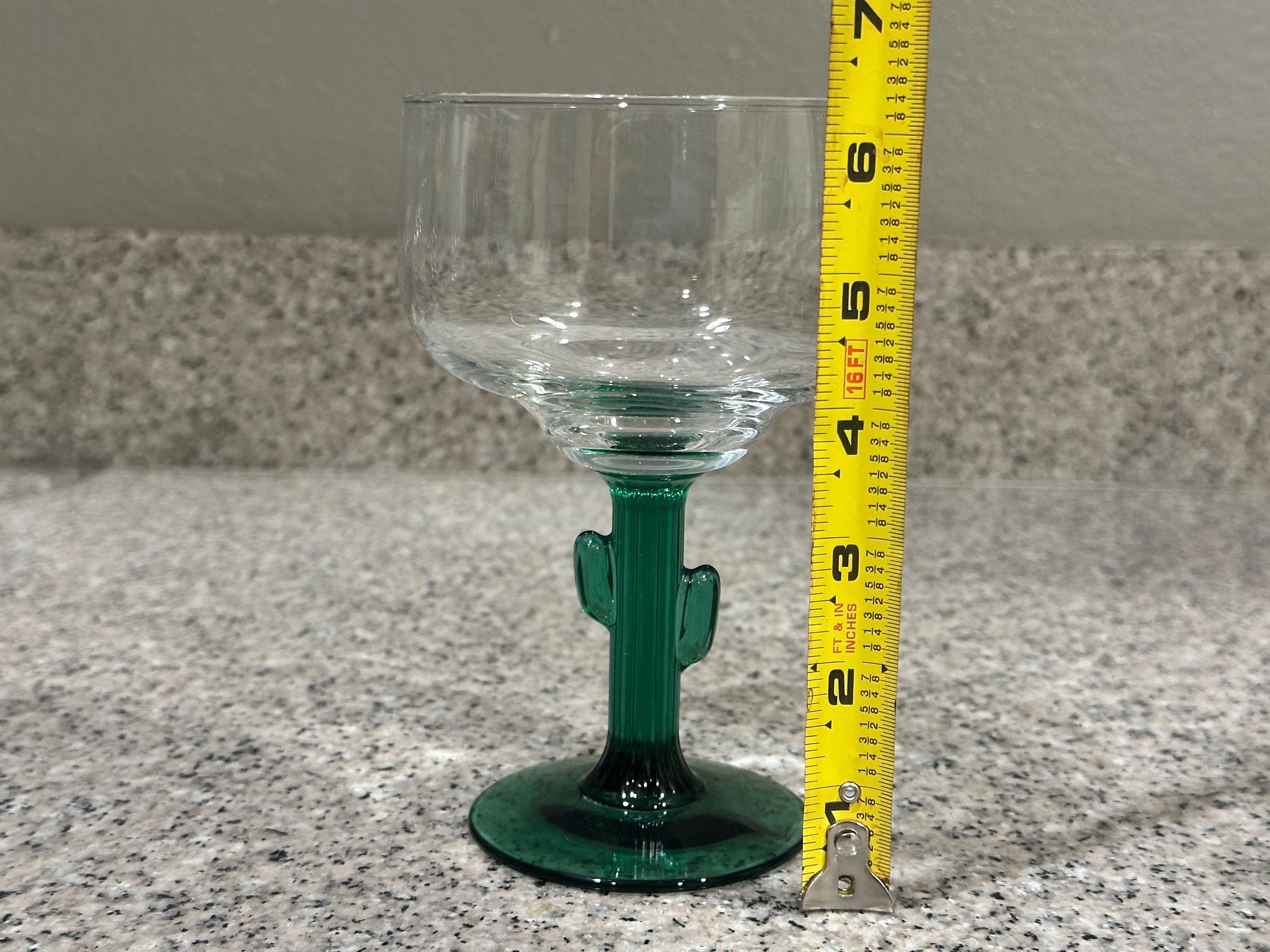Unmarked Green Cactus Stem Margarita Glasses 12 Oz Set of 6 Etsy
