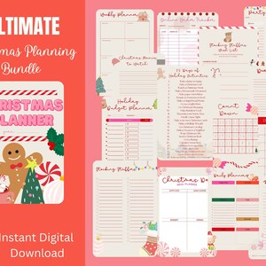 Planificador de Navidad imprimible, Planificador de vacaciones de descarga digital, Organización de vacaciones imprimible, Carta a Santa, Lista de regalos, Organizador de presupuesto