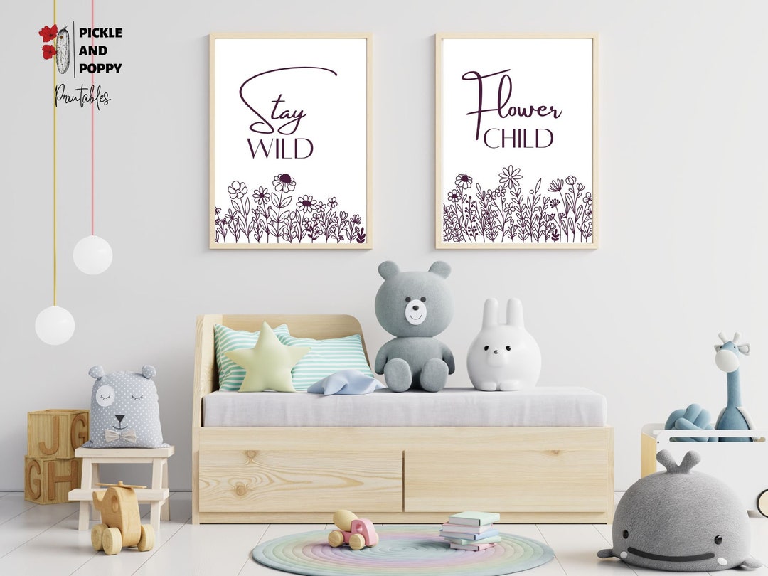 Cute Nursery Wall Art, Printable Floral Nursery Art, Children's Room