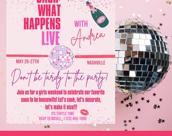 Bravo inspired Bachelorette Party Invitations | Bach What Happens Live Themed Party Invite | Editable Bravo Housewives Bachelorette invites