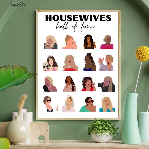 Bravo Hausfrauen Hall of Fame Poster | Bravo Fan Geschenke | Poster mit Hausfrauen | Real Housewives Hall of Fame Drucke | Hausfrauen Art