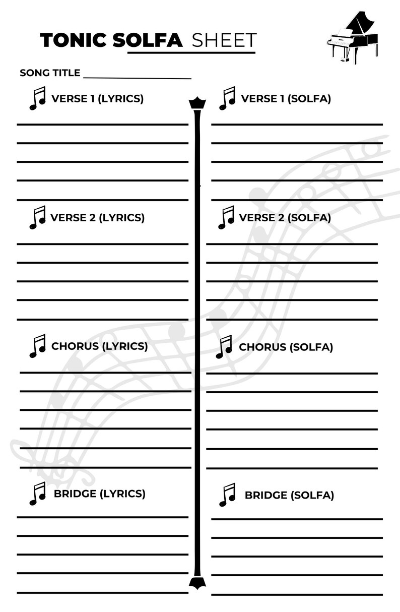Beginner Tonic Solfa Note Printable PDF 8.5x11 Instant Etsy