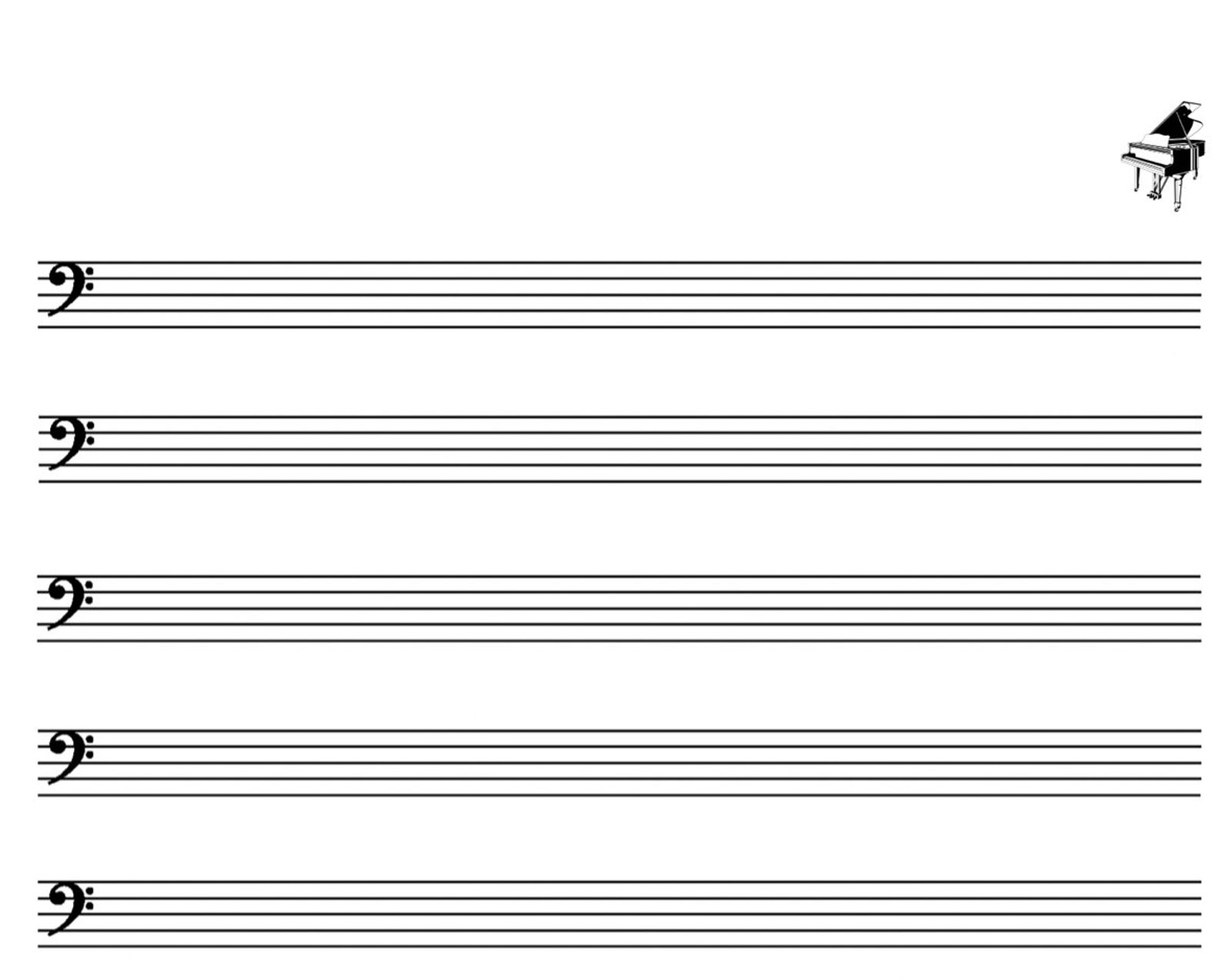 Printable blank bass clef printable sheet music blank music etsy