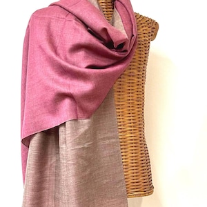 Handwoven Reversible Cashmere Scarf: Pink & Toosh Pashmina Wrap