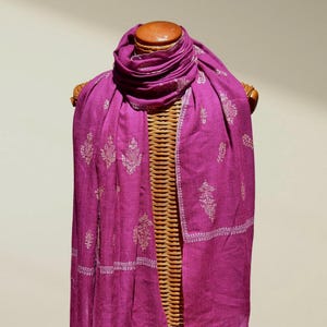 Magenta Pashmina Scarf: Handwoven Kashmiri Embroidered Wool Shawl