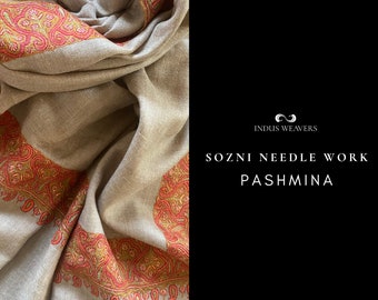 Pashmina classique non teint châle sozni broderie classique à l'aiguille