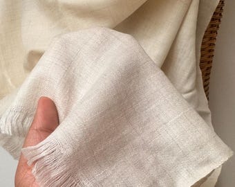 Ivory Pashmina Shawl: Handwoven Ladakh Cashmere Wrap
