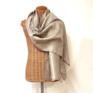 Handwoven Pashmina Shawl: Reversible Silver Metallic Cashmere Wrap