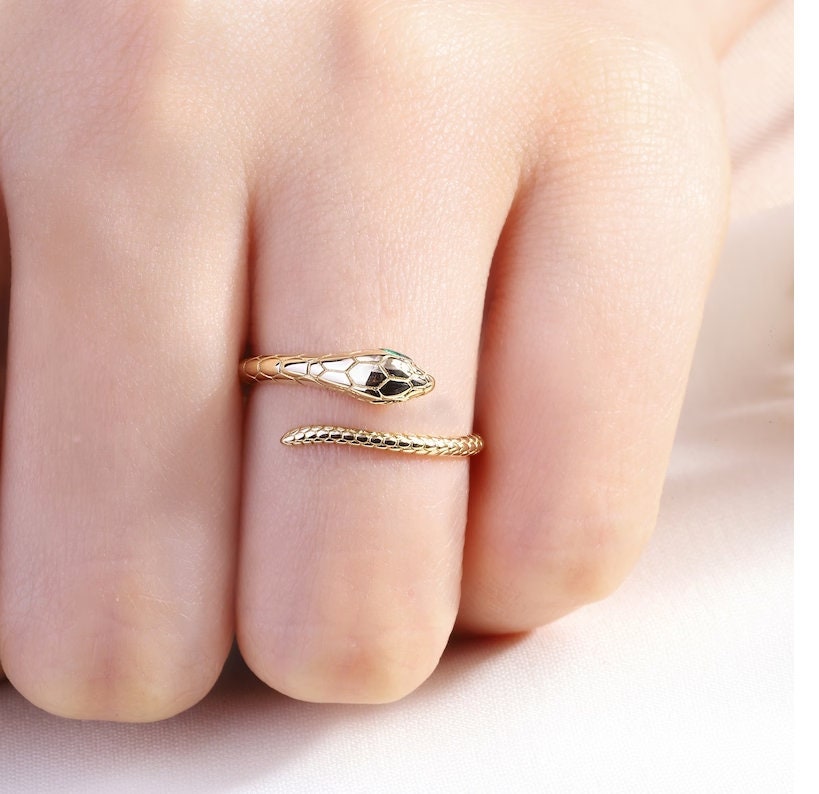 Owl snake ring silver GOLD Face Design Adjustable Unisex Fashion Finger Ring  and