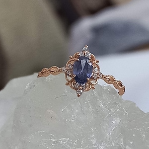 Vintage Tanzanite 14K Rose Gold Vermeil Engagement Promise Ring For Women Birthday Anniversary Christmas Gift For Her- December Birthstone