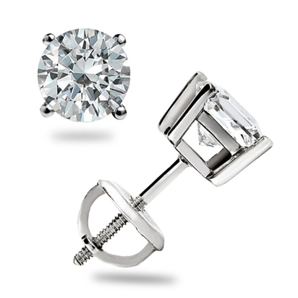 GRA Certified VVS1 Moissanite Solitaire Stud Earrings Screw-Backs