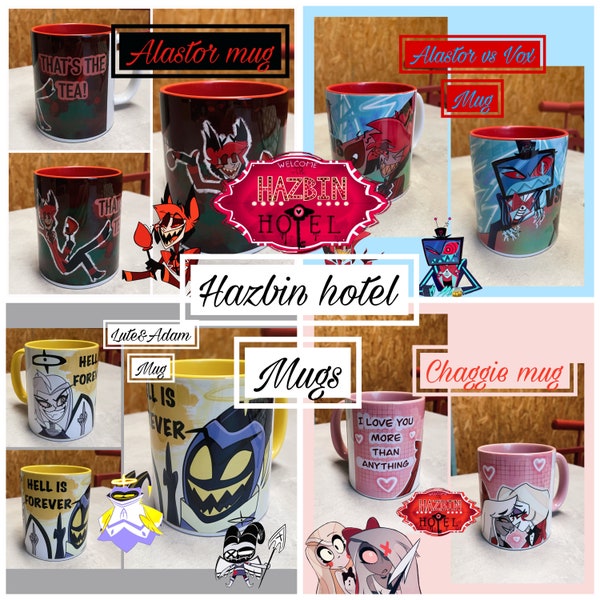 Hazbin hotel Alastor Charlie vaggie merch Tassen mugs Vox Adam lute