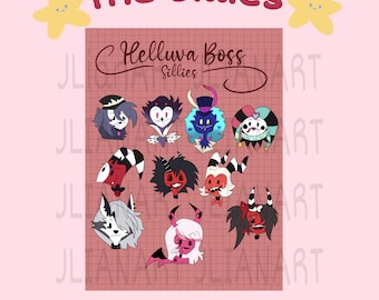 The sillies stickers Helluvaboss merch hellaverse blitz Stolas fizzarolli asmodeus loona Octavia moxxie milly verosika sally mae