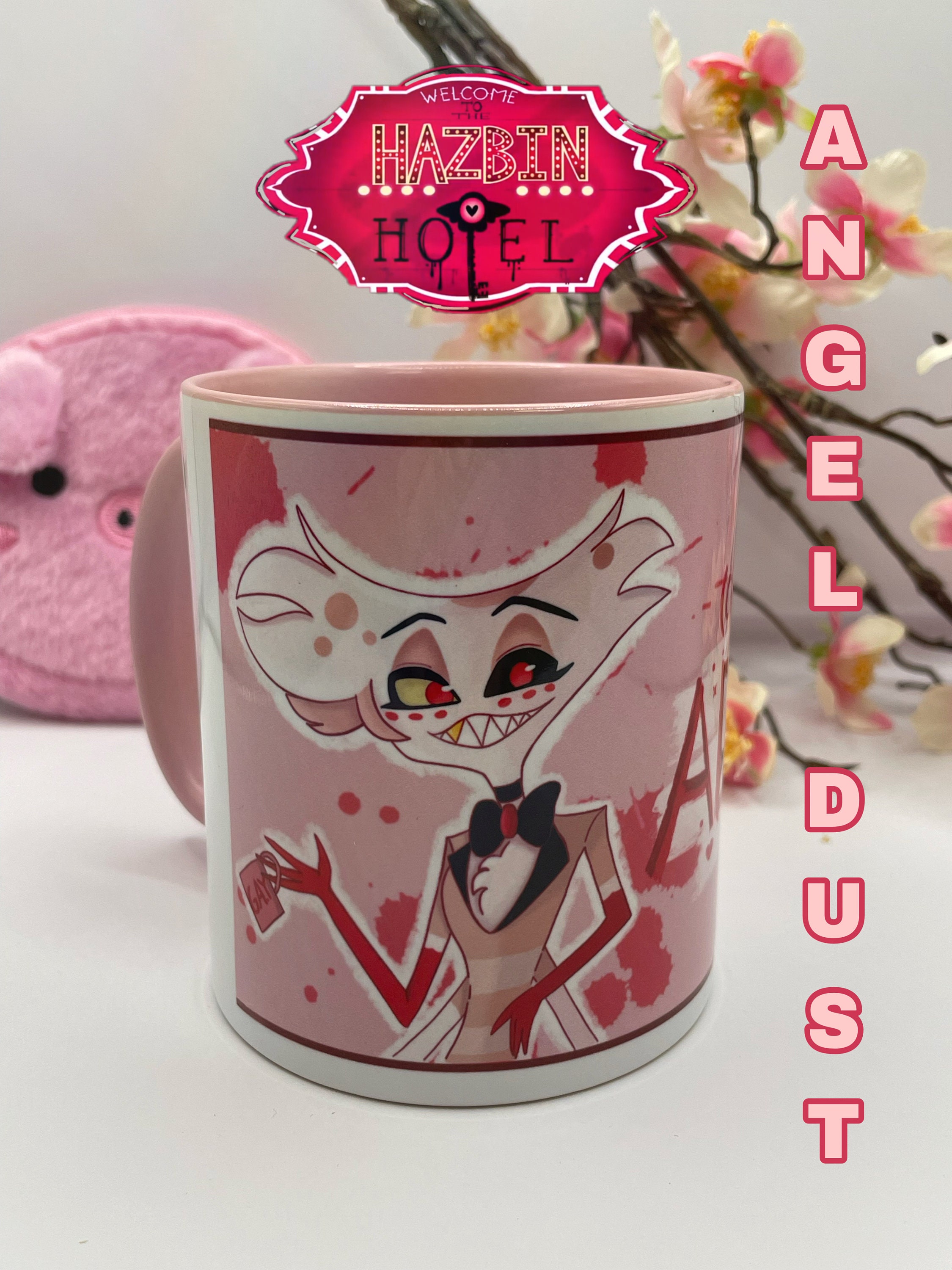 Hazbin Hotel Merch Angel Dust Husk Alastor Arackniss Cursed Cat Mugs 