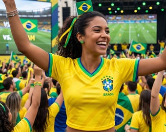 Benutzerdefinierte Brasilien Fußball Crop Top Jersey | Personalisiertes Frauen-Fußballtrikot, WM 2026 Bekleidung