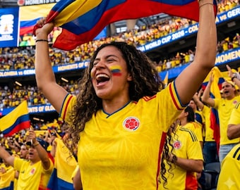 Maillot CropTop de football Colombie | Maillot de football jaune pour femme | Coupe du monde 2026 Vêtements rétro tricolore Blokecore | Cadeau patriotique de fan
