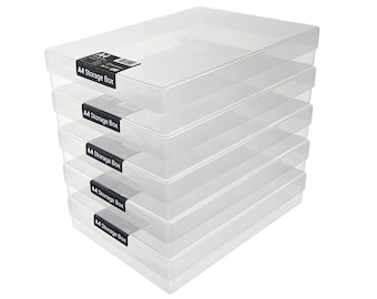 WestonBoxes A4 Transparent Plastic Craft Storage Boxes with Lids for Art Supplies, Paper and Card - 3.6 Litre Volume