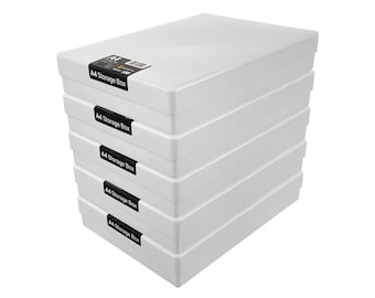 WestonBoxes A4 Opaque and Impact Resistant Craft Storage Boxes with Lids for Art Supplies, Paper and Card - 3.6 litre volume