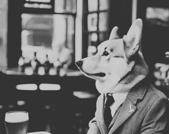 Vintage Print - Dog In Pub - Welsh Corgi