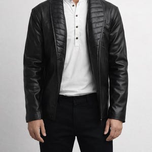 Men's  Billie Jean Inspired Black Leather Jackets Black