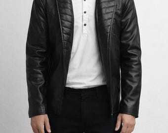 Men's  Billie Jean Inspired Black Leather Jackets Black