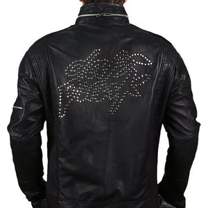 Daft Punk Jacket Men Black Biker Leather Jacket Genuine Leather Motorcycle Leather Jacket Daft Punk Electroma Gift For Men