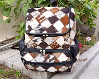 Mochila personalizada, bolso grande, mochila personalizada, mochila de viaje multiusos, bolso unisex de piel de vaca auténtica