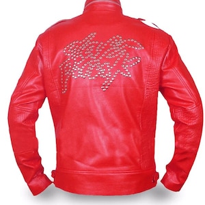 Daft Punk Jacket Men Red Biker Leather Jacket Genuine Leather Motorcycle Leather Jacket Daft Punk Electroma Gift For Men