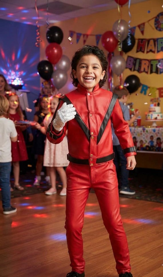 Kids Michael Jackson Thriller Red Leather Jacket, Halloween