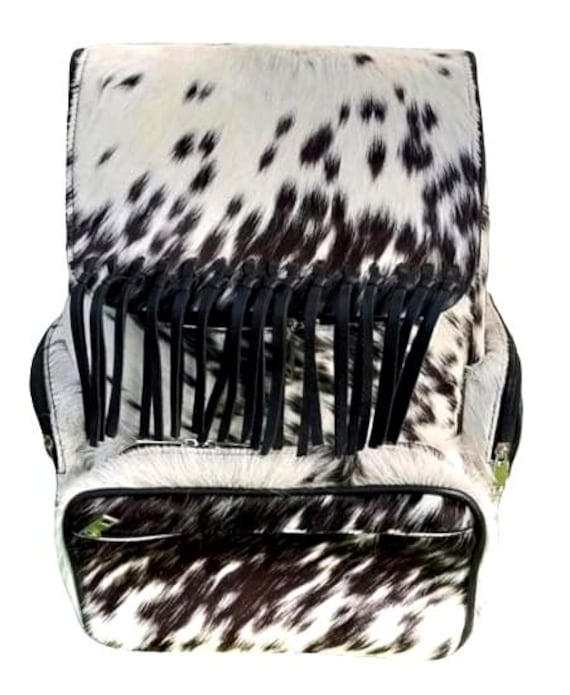 Fringe Leather Backpack Personalized Backpack Black Laptop  display picture 1