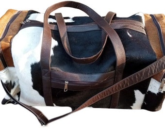 Exotic Duffel Bag Travel Bag Large Travel Bag Tricolor Leatehr Duffel Natural Cowhide Gym Bag Weekender Bag Personalize Duffel Bag CHristmas