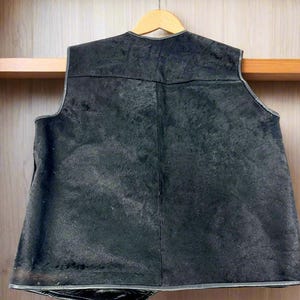 black leather vest cowhide vest men real cowhide jacket men biker vest men winter jacket men sleeveless jacket men gift for him