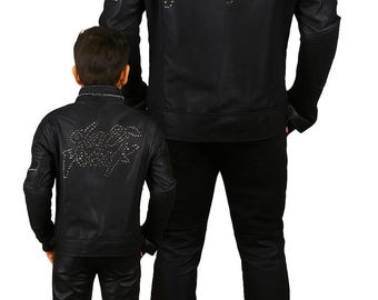 Daft Punk Jacket Men Black Biker Leather Jacket Genuine Leather