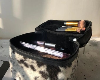 Exquisite Makeup Bag Black Makeup Toiletry Travel Makeup Organizer Cosmetic Bag For Women Bridesmaid Gift Makeup Bag Handmade Toiletry
