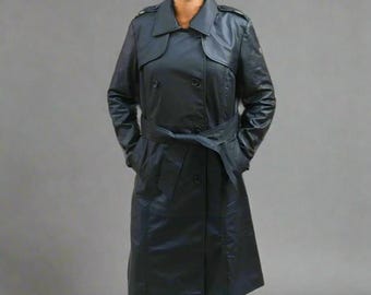 Black Leather Women Trench Coat Custom-made Warm Winter Long Coat Women Leather Coat Stylish Coat Gift For Her