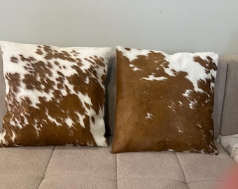 Christmas Home Decor Cushion Cover Set Cowhide Leather Tan Throw Pillow Case 16 x 16 Inches Cushion Free Shipping Halloween Sale