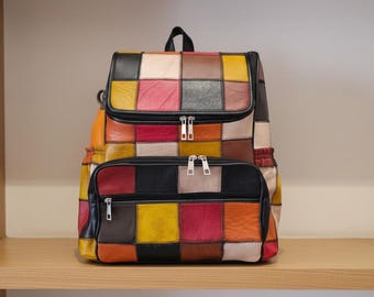 Personalized Diaper Backpack Patchwork Leather Black Bag  Baby Bag Wester Mommy Bag Best Gift For Moms Laptop Travel Bag Large Backpack