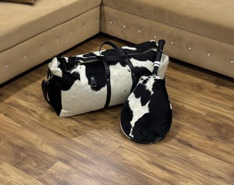 Cowhide leather tennis duffel bag Fits up to 4-5 tennis rackets. Perfect for travel, gym, or weekend trips Unisex Design Customize Duffel