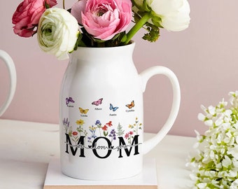 Personalized Mom's Garden Flower Vase, Mother's Day Gifts, Custom Kids Name Flower Vase, Gift For Grandma, Personalised Vase For Mom