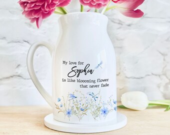 Mothers Day Gift, Wildflower Gift for Mom, Personalised Flower Nana Vase, Grandma Gift from Daughter, Grandma Flower Vase, Wildflower Vase