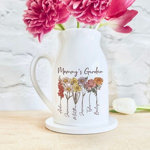 Personalized Grandmas Garden Flower Vase, Wildflower Vase Gifts, Grandkid Name Flower Vase, Nana Flower Vase, Birthflower Vase, Mothers Day