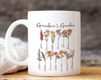 Personalized Grandmas Garden Flower Vase, Wildflower Vase Gifts, Grandkid Name Flower Vase, Nana Flower Vase, Birthflower Vase, Mothers Day